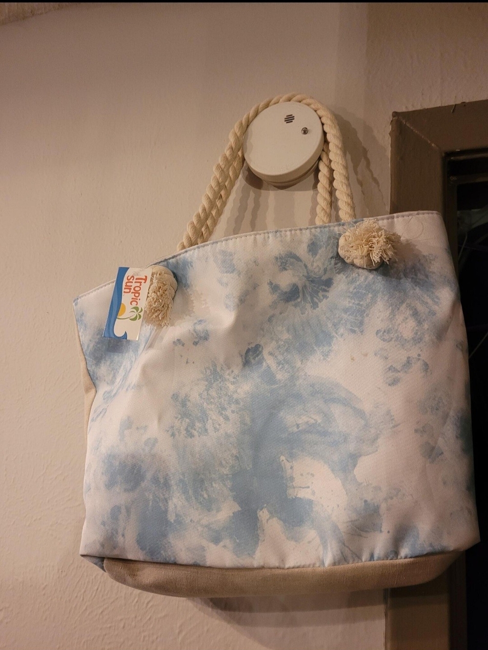 Women's Blue Tie-Dye Tote Bag with Rope Handles